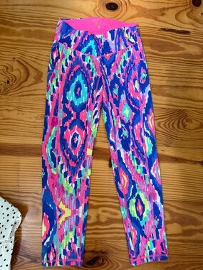 Lilly Pulitzer Neon Ikat Print Leggings in Pink & Blue